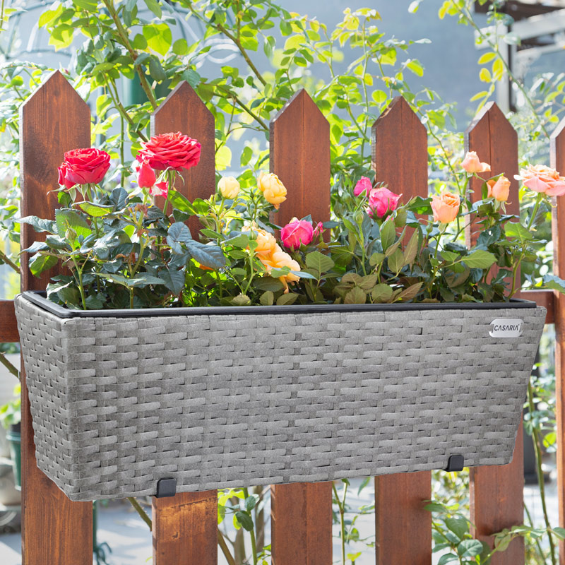 Casaria Polyrattan Plantenbak - Set van 2 - Grijs
