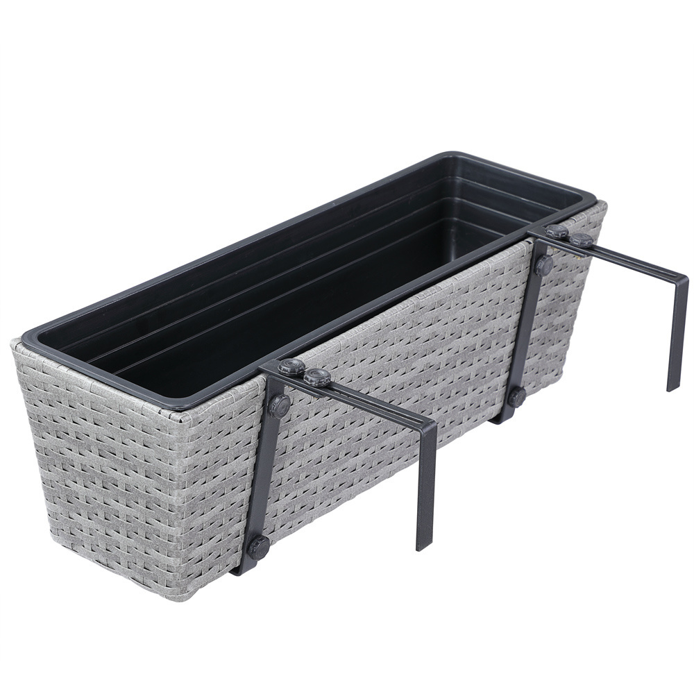 Casaria Polyrattan Plantenbak - Set van 2 - Grijs
