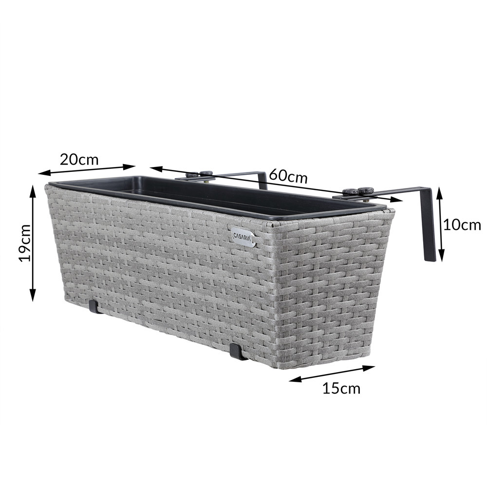 Casaria Polyrattan Plantenbak - Set van 2 - Grijs