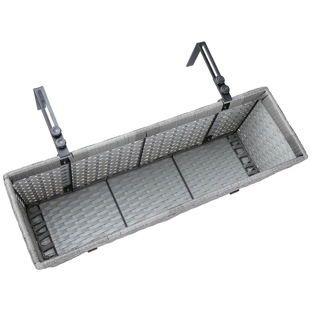 Casaria Polyrattan Plantenbak - Set van 2 - Grijs