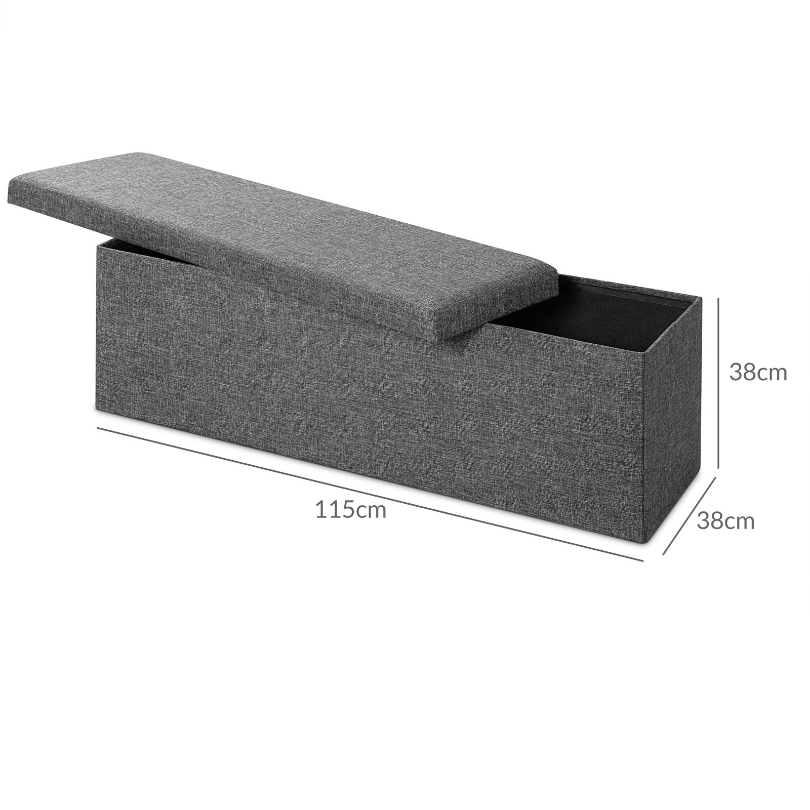 Casaria Zitbank met opbergruimte - Donkergrijs 115x38x38cm Opvouwbaar