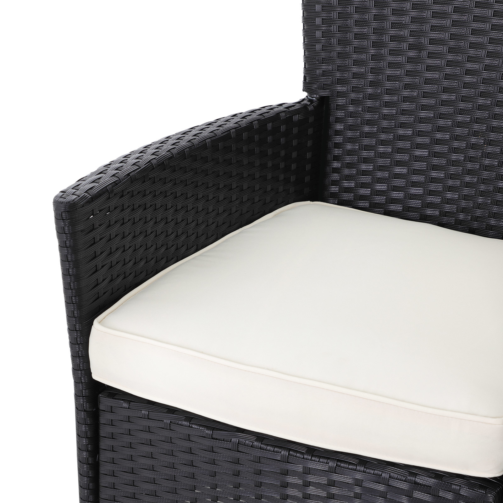 Casaria Polyrattan Tuinstoelen - 2 stuks - Zwart/ Crème - Stapelbaar