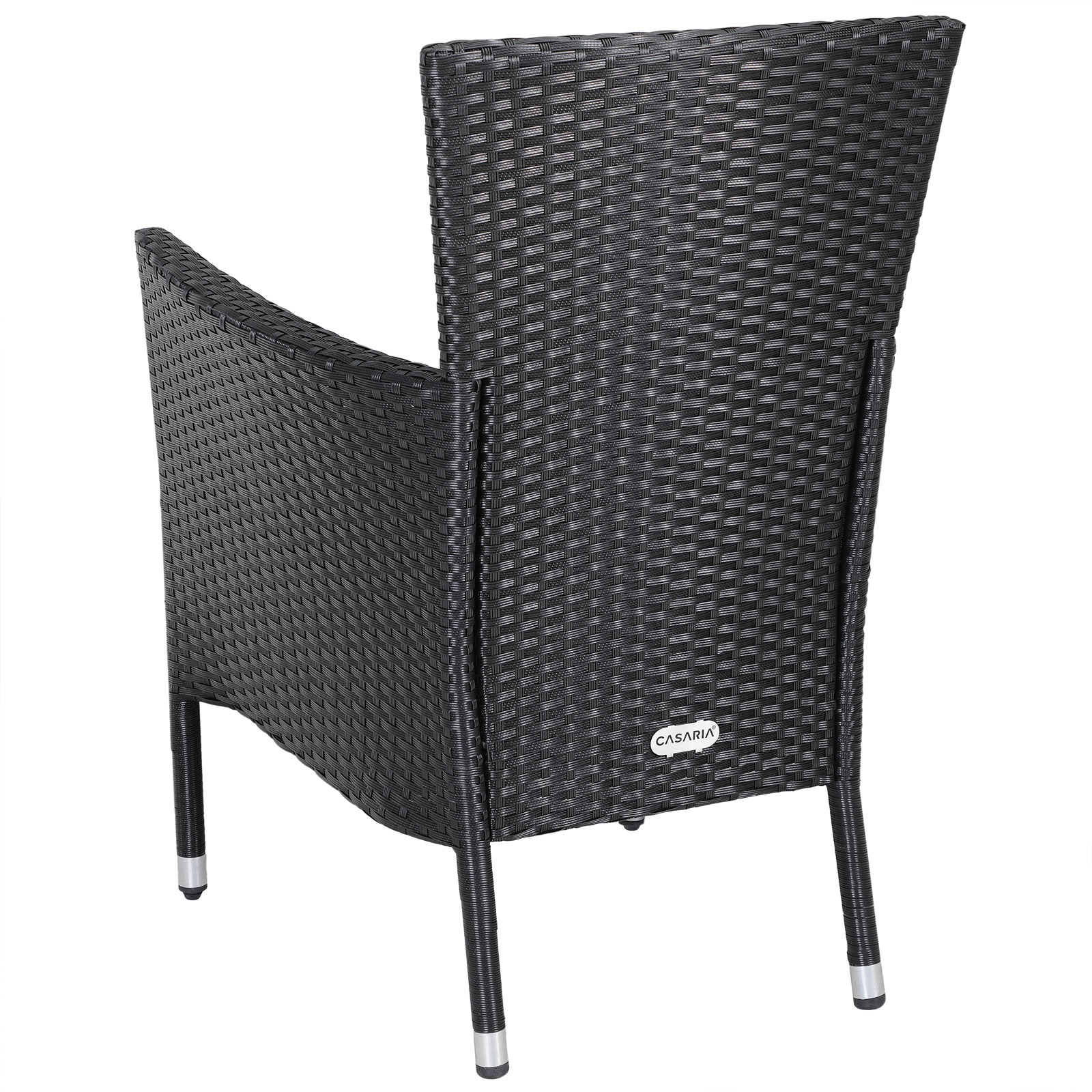 Casaria Polyrattan Tuinstoelen - 2 stuks - Zwart/ Crème - Stapelbaar