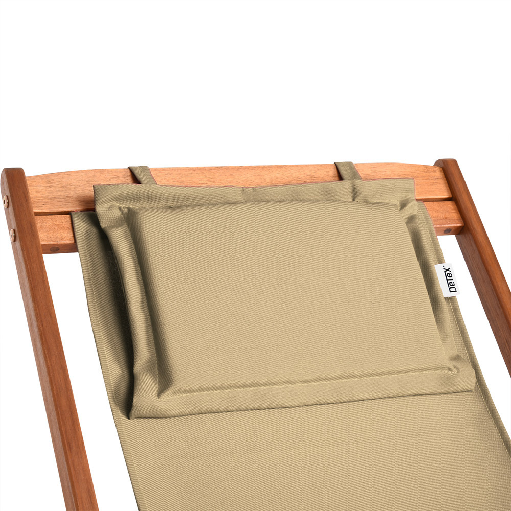 Casaria Ligstoel - Strandstoel - Klapstoel - Tuinstoel - Acaciahout - zandkleur - Breedte: 60 cm / Hoogte: 94 cm / Lengte: 94 cm
