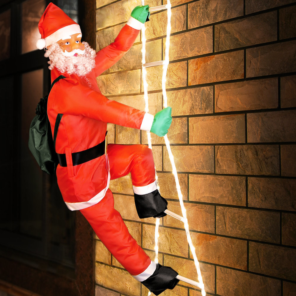 Deubois Kerstman op ladder 240cm MET Verlichting en Perel Smart home Wifi stekker- Android & IOS