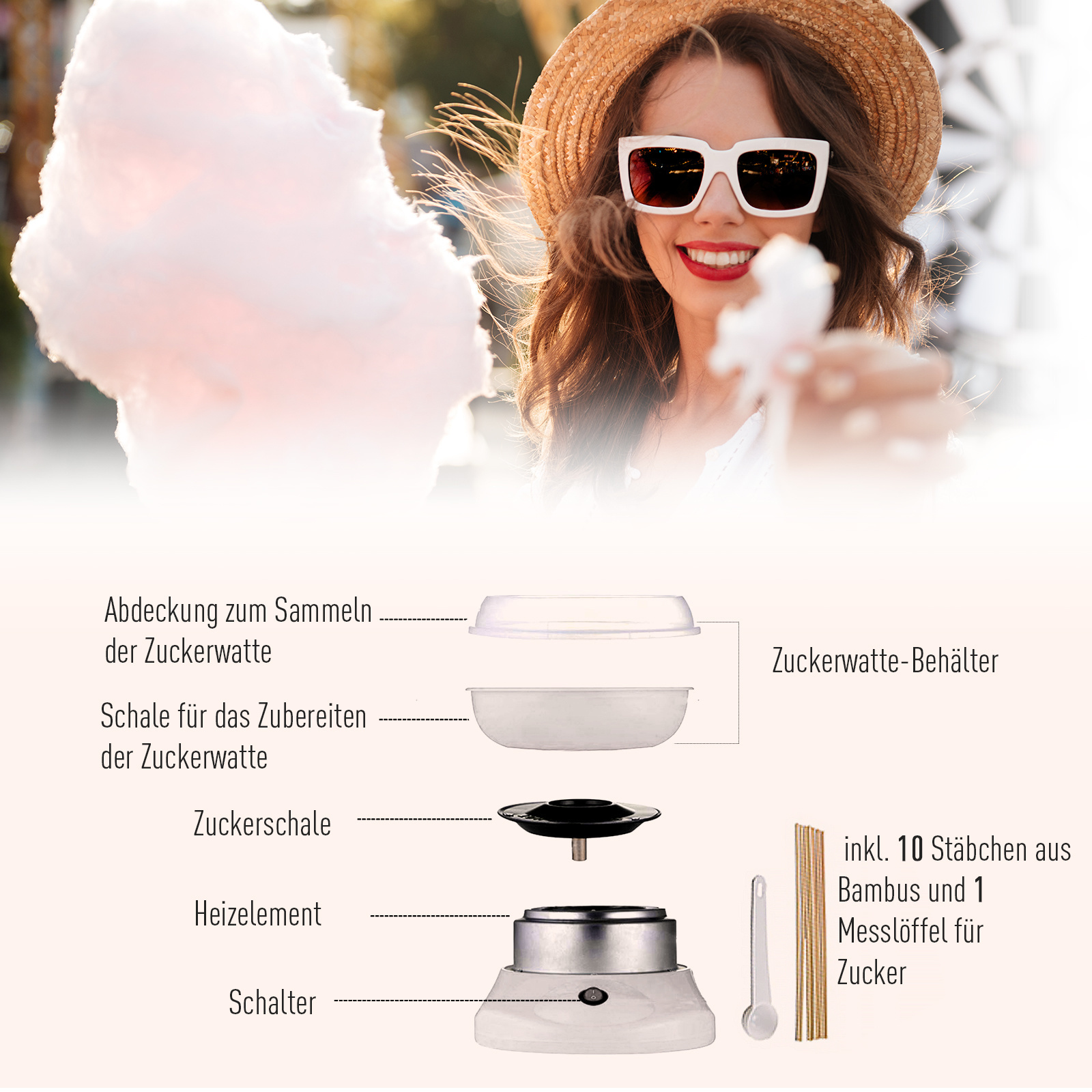 HOMdotCOM Suikerspinmachine wit