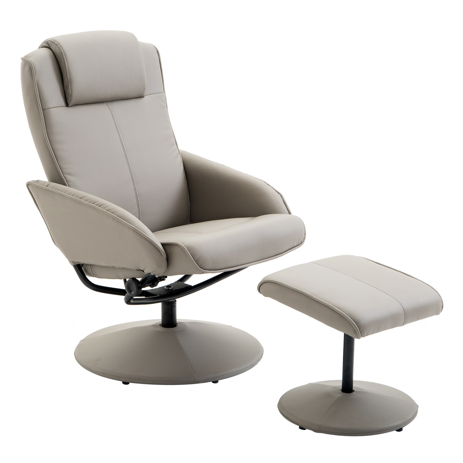 HOMdotCOM Relaxfauteuil met Voetensteun - 360 graden Draaibaar - Grijs