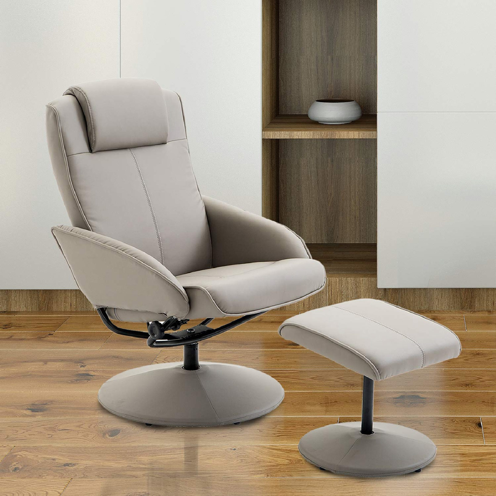 HOMdotCOM Relaxfauteuil met Voetensteun - 360 graden Draaibaar - Grijs