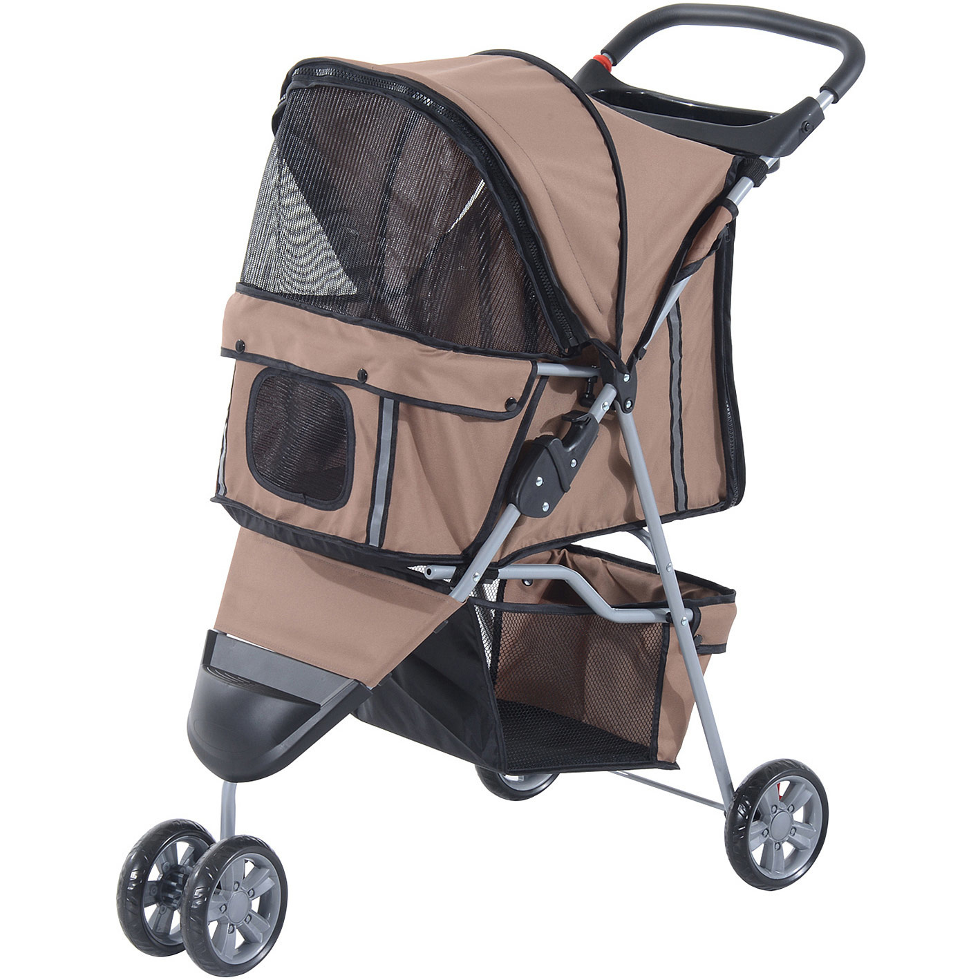 Paws Hondenbuggy met zonnedak en opbergnet bruin 75 x 45 x 97cm