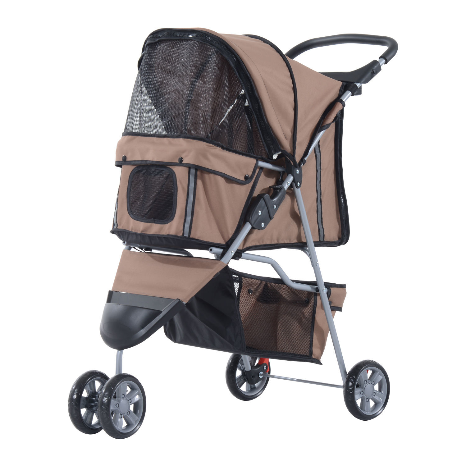 Paws Hondenbuggy met zonnedak en opbergnet bruin 75 x 45 x 97cm