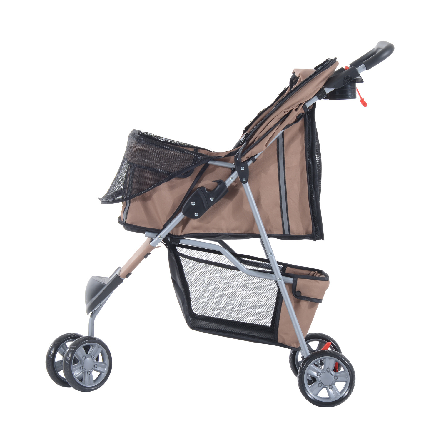 Paws Hondenbuggy met zonnedak en opbergnet bruin 75 x 45 x 97cm