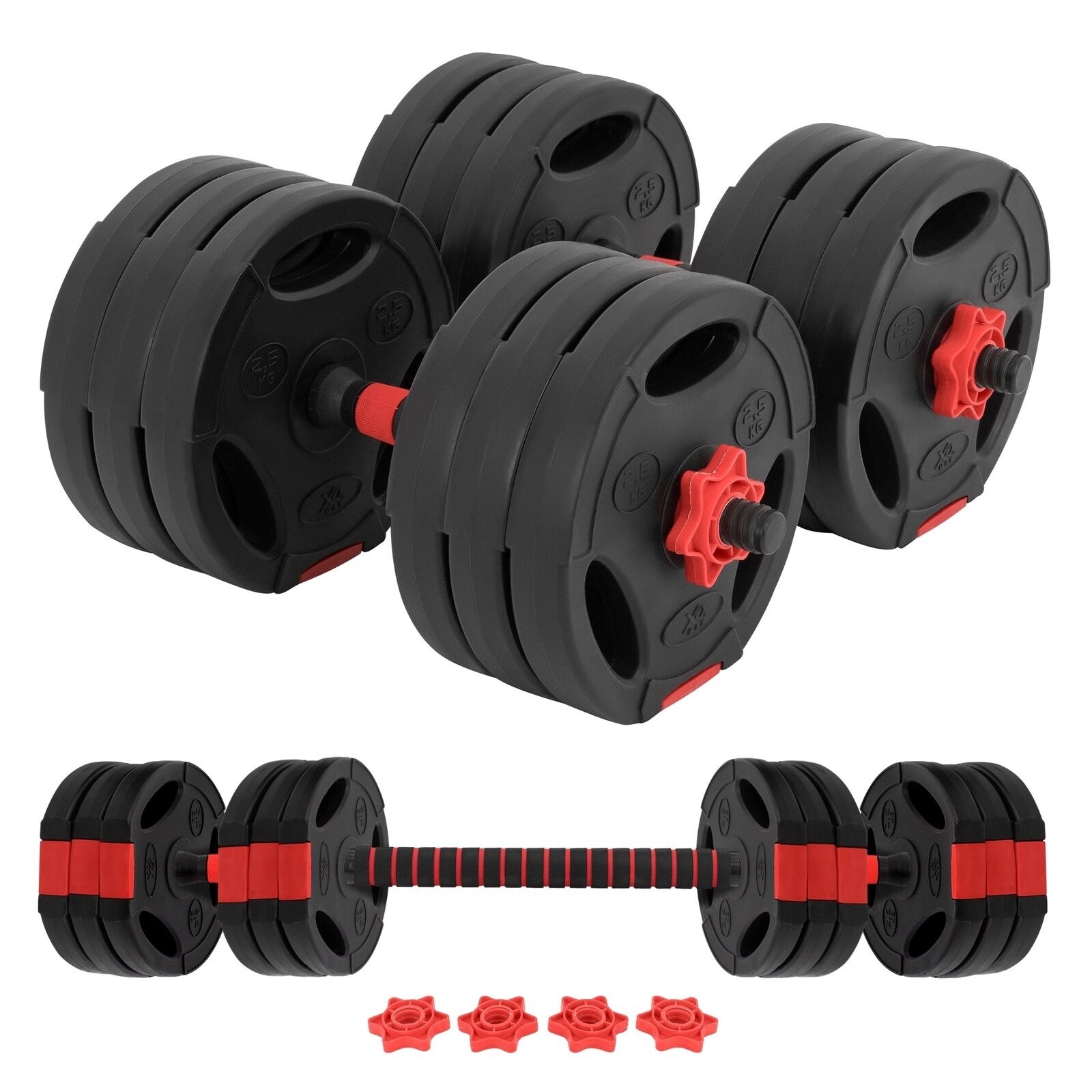XQ Max 30 kg Dumbbell & Barbell - 3-in- 1 - Verstelbaar MET stang