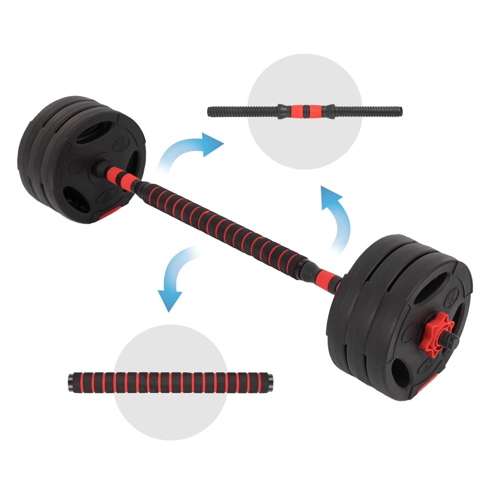 XQ Max 30 kg Dumbbell & Barbell - 3-in- 1 - Verstelbaar MET stang