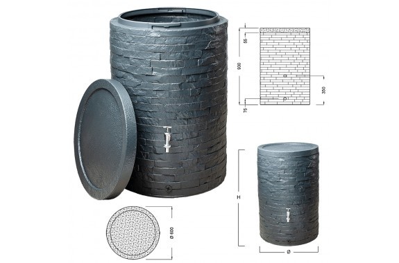 Muro Regenton - Grafiet Grijs- 260 Liter