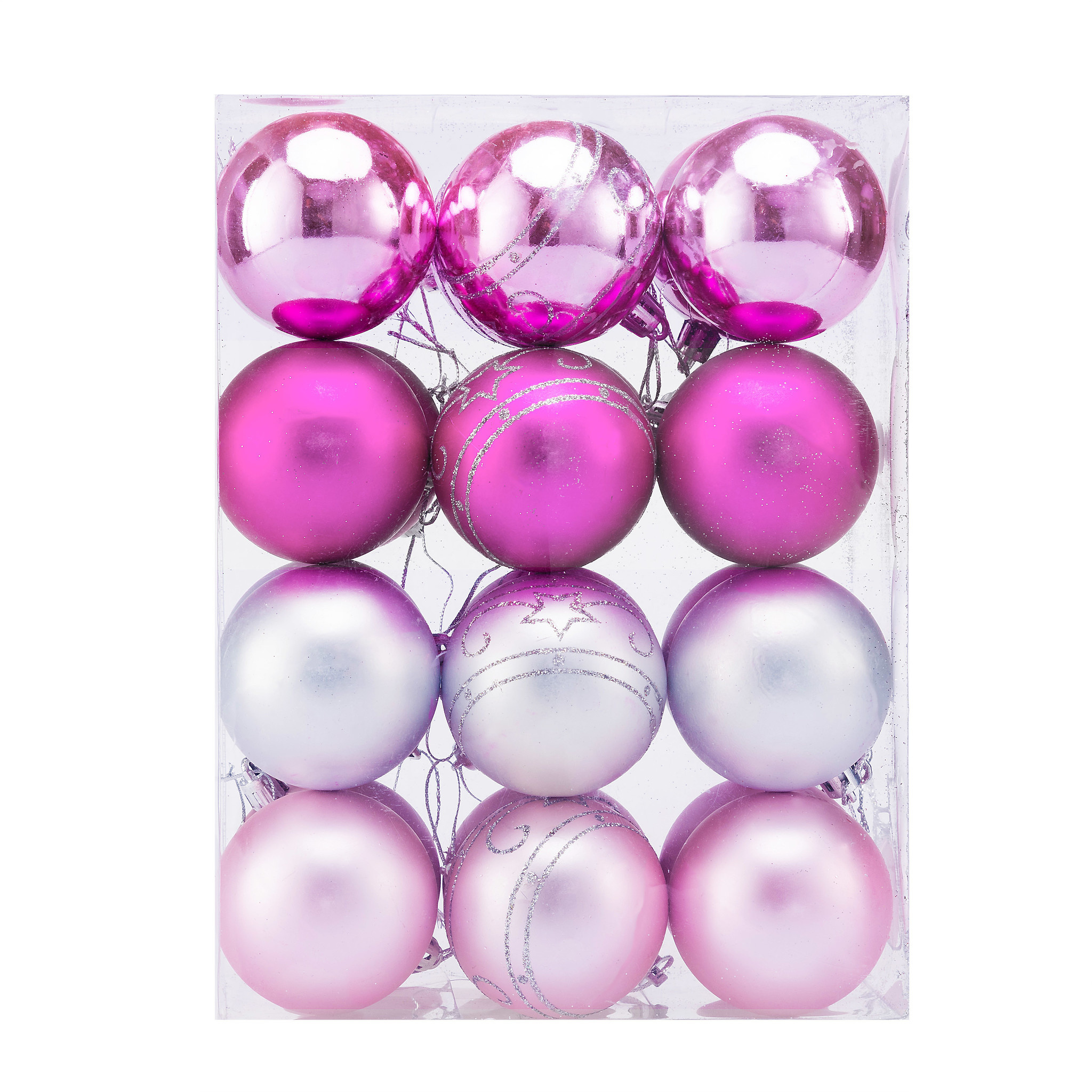 Casaria Kerstballen 24 stuks Roze - diameter 6cm