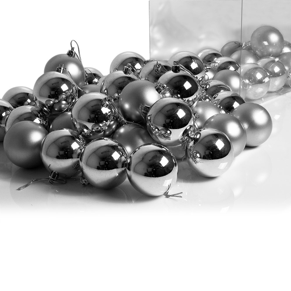 Casaria Kerstballen - Kerstboom decoratie - Kerstboomversiering - zilver 54 St.
