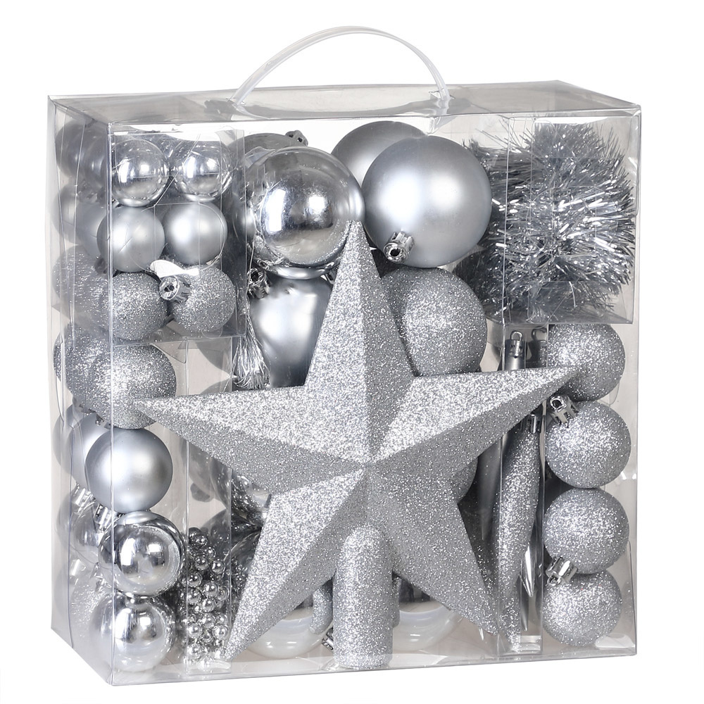 Casaria Kerstballen 77 Stuks - Zilver - diameter 5 cm