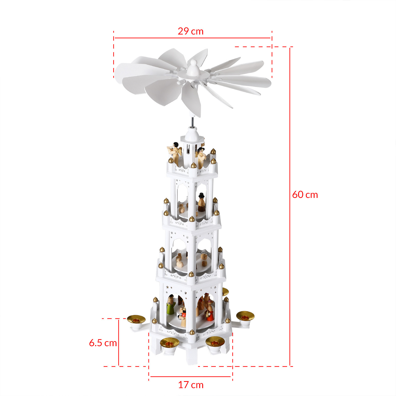 Spielwerk Kerstpiramide XL Wit