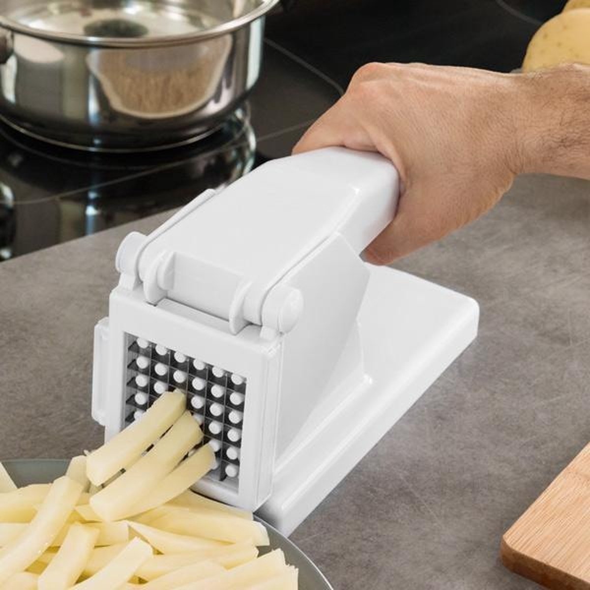 Excellent Houseware Aardappelsnijder - Friet - Snijder - Wit - Groente - Snijder - RVS - Keukengerei