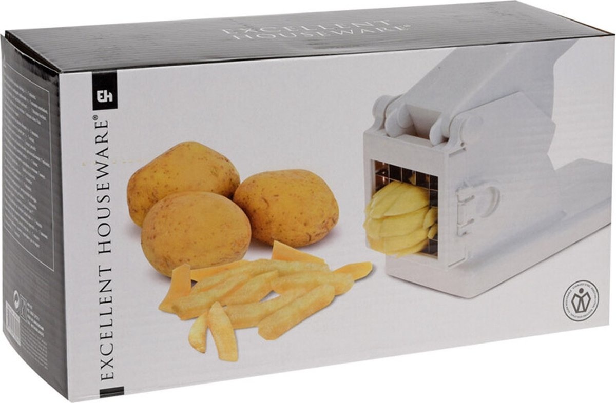 Excellent Houseware Aardappelsnijder - Friet - Snijder - Wit - Groente - Snijder - RVS - Keukengerei