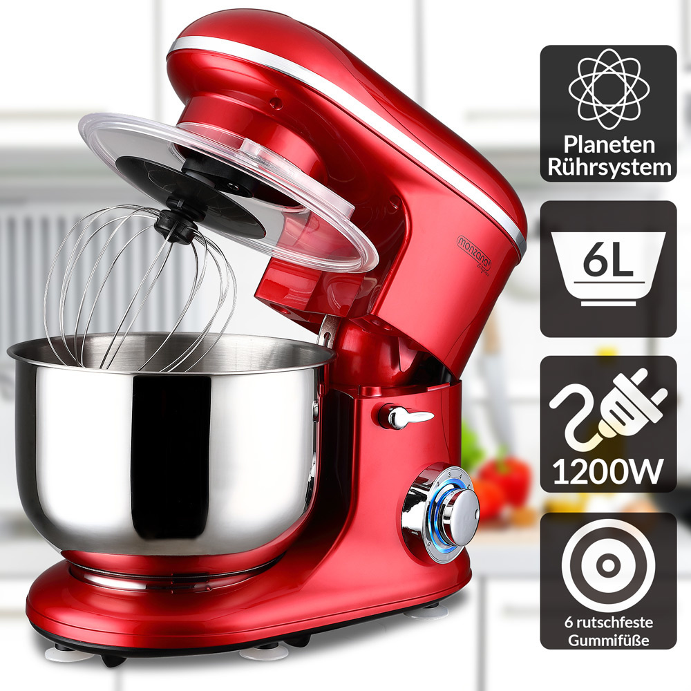 Monzana Keukenmachine Elegance Rood 1200W 6L