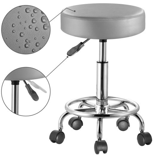 Rollende Stoel - Grijs - 360° Draaibaar - Voetsteun