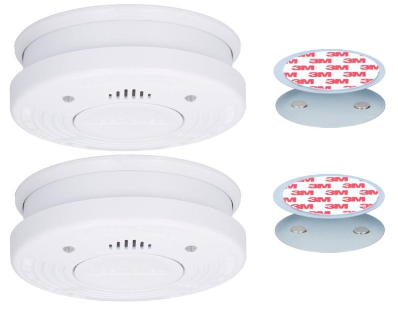 2x Grundig Optische Rookmelder 10 jaar levensduur - 85 dB MET 2x Magnetische bevestiging