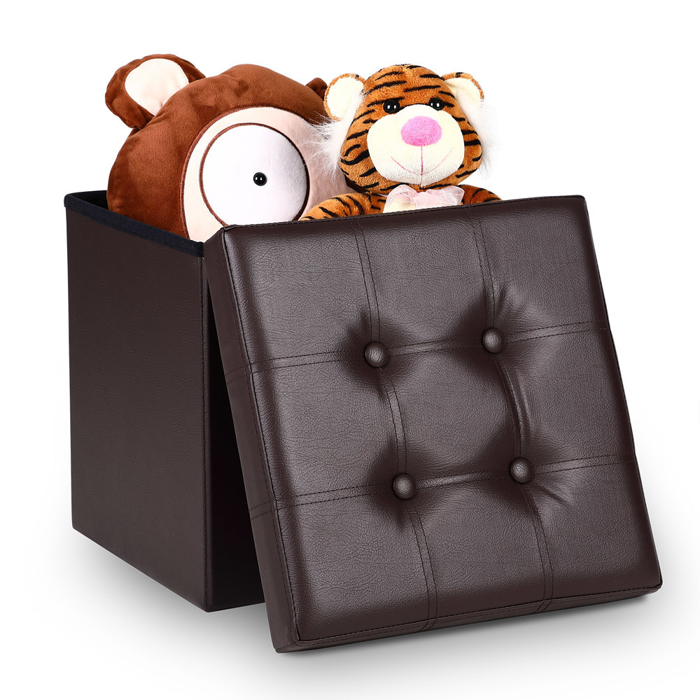 Casaria Klapbare kruk met opbergruimte bruin 38x38x38 cm