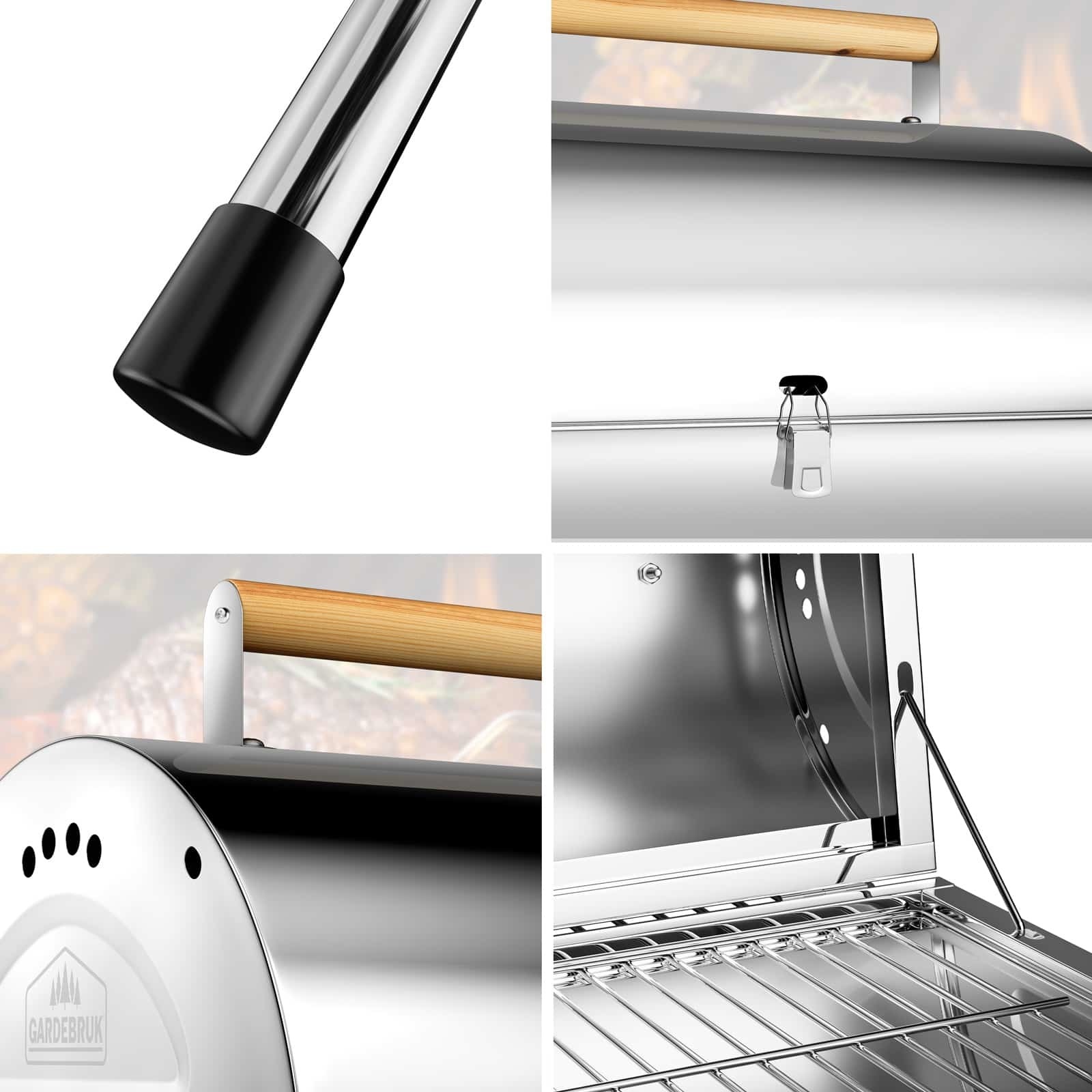 Gardebruk Draagbare roestvrijstalen grill - dubbel grilloppervlak 38 x 52 cm