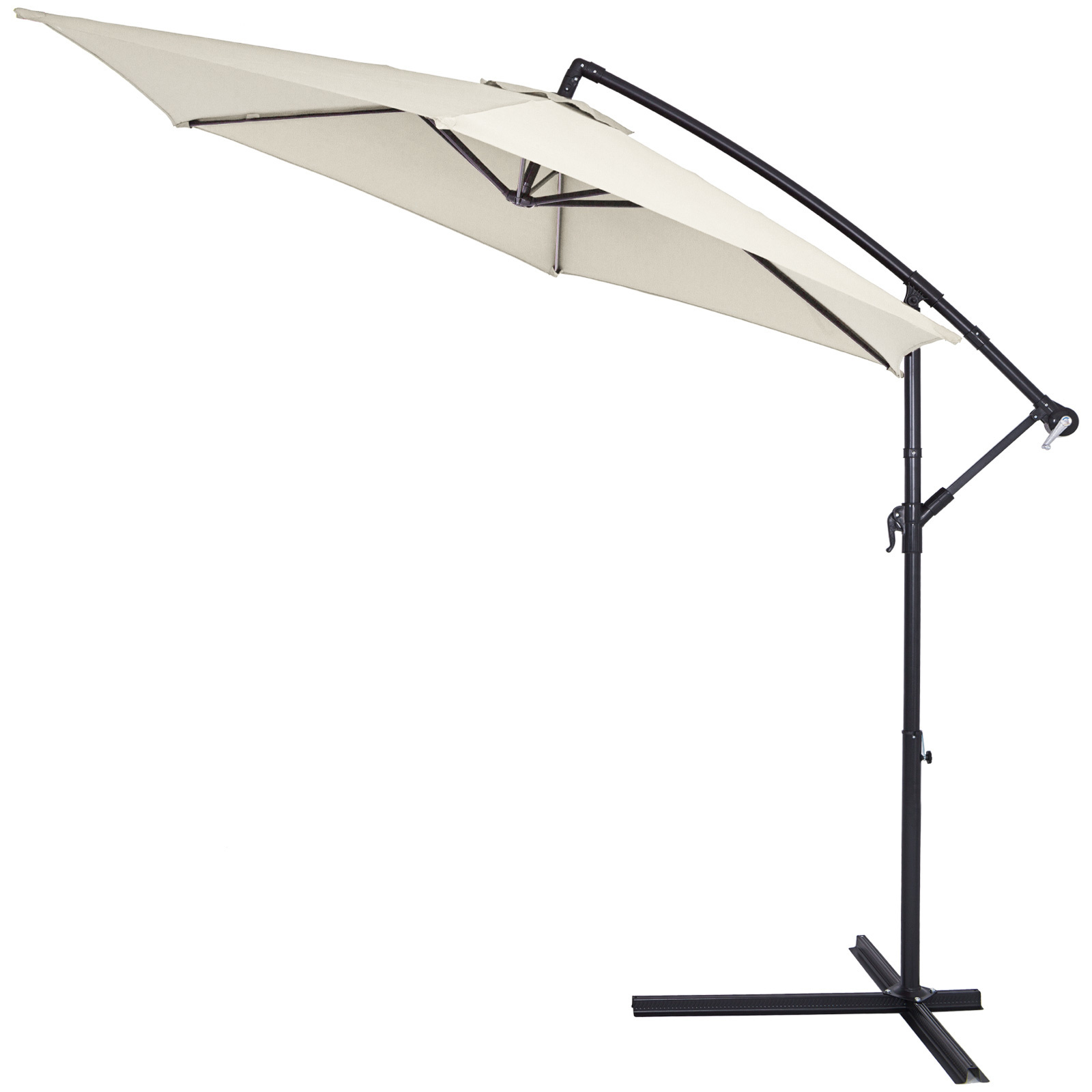 Kingsleeve Parasol inklapbaar aluminium Creme inclusief slinger Ø 300 cm