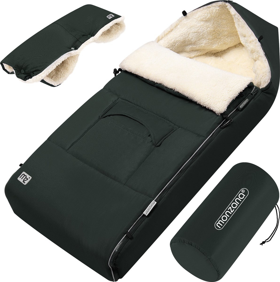 Monzana - Baby Voetenzak – MET Ritssluiting - Wasbaar - 90 x 60 cm - Antraciet