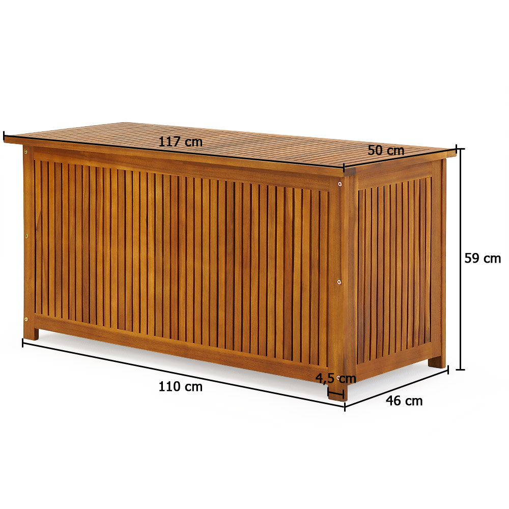Steunbox acaciahout 117x50x59cm incl. binnenzeil