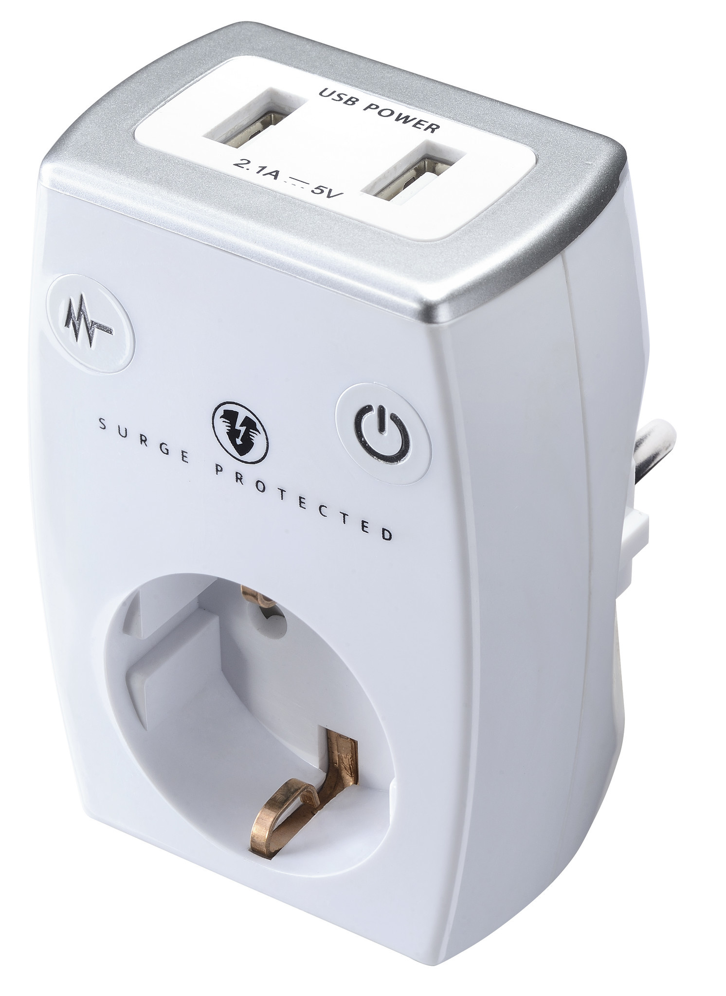 Socket laderadapter met 2 USB-poorten, wit