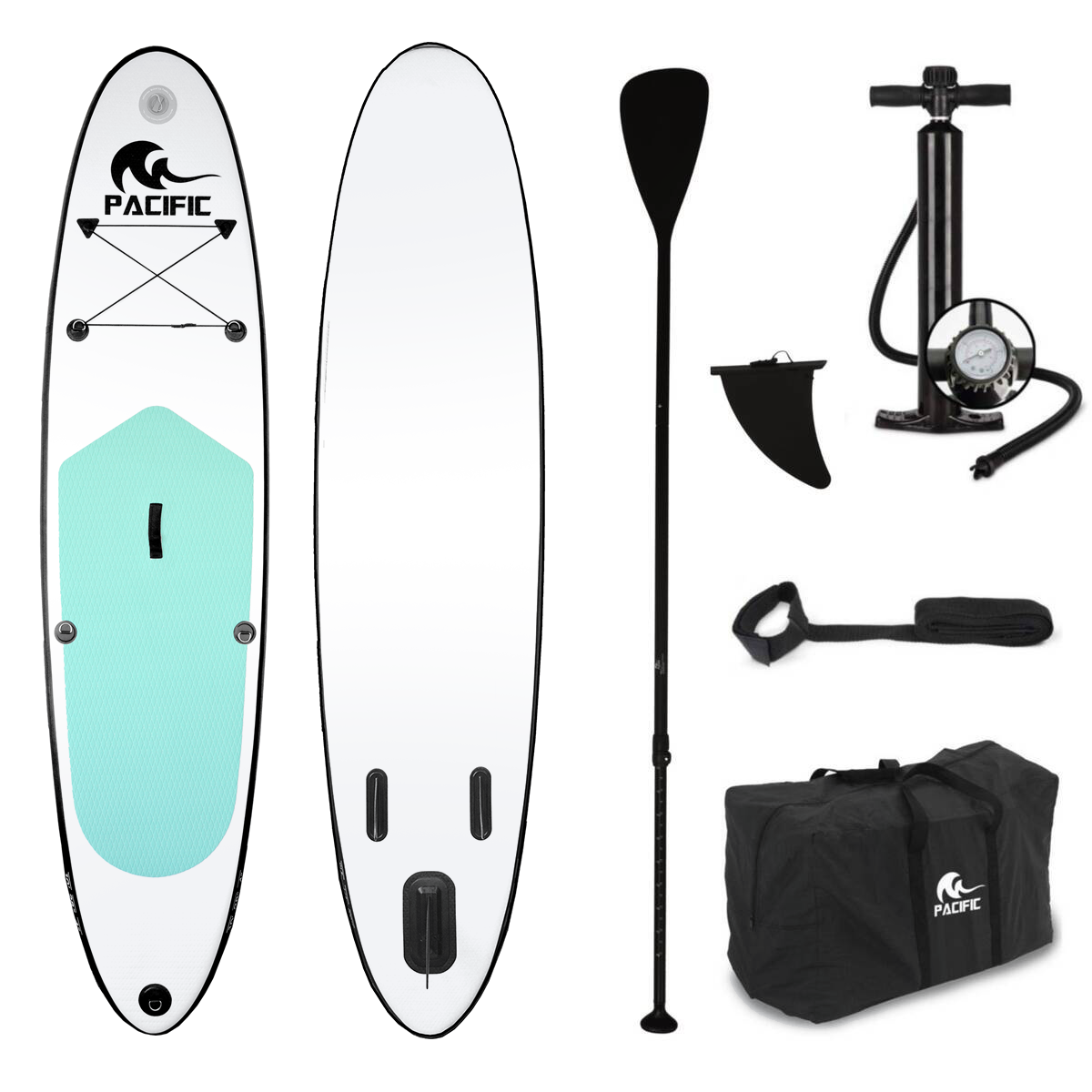 Pacific Special Edition Sup Board - 305 cm - Tot 100 kg - Wit/Groen