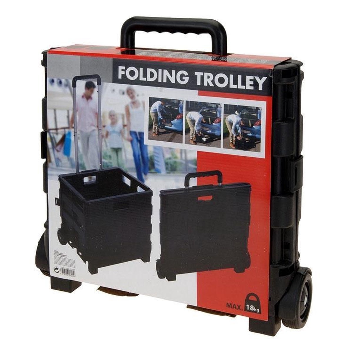 Trolley met Vouwkrat 2 STUKS - Boodschappenkrat - Inklapbaar - 30L