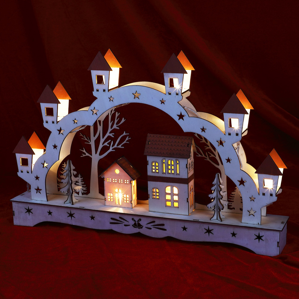 Monzana Kerstmis kersthuisje - Kerst Landschap - LED kerstverlichting - Kerstdecoratie voor binnen - Warm wit