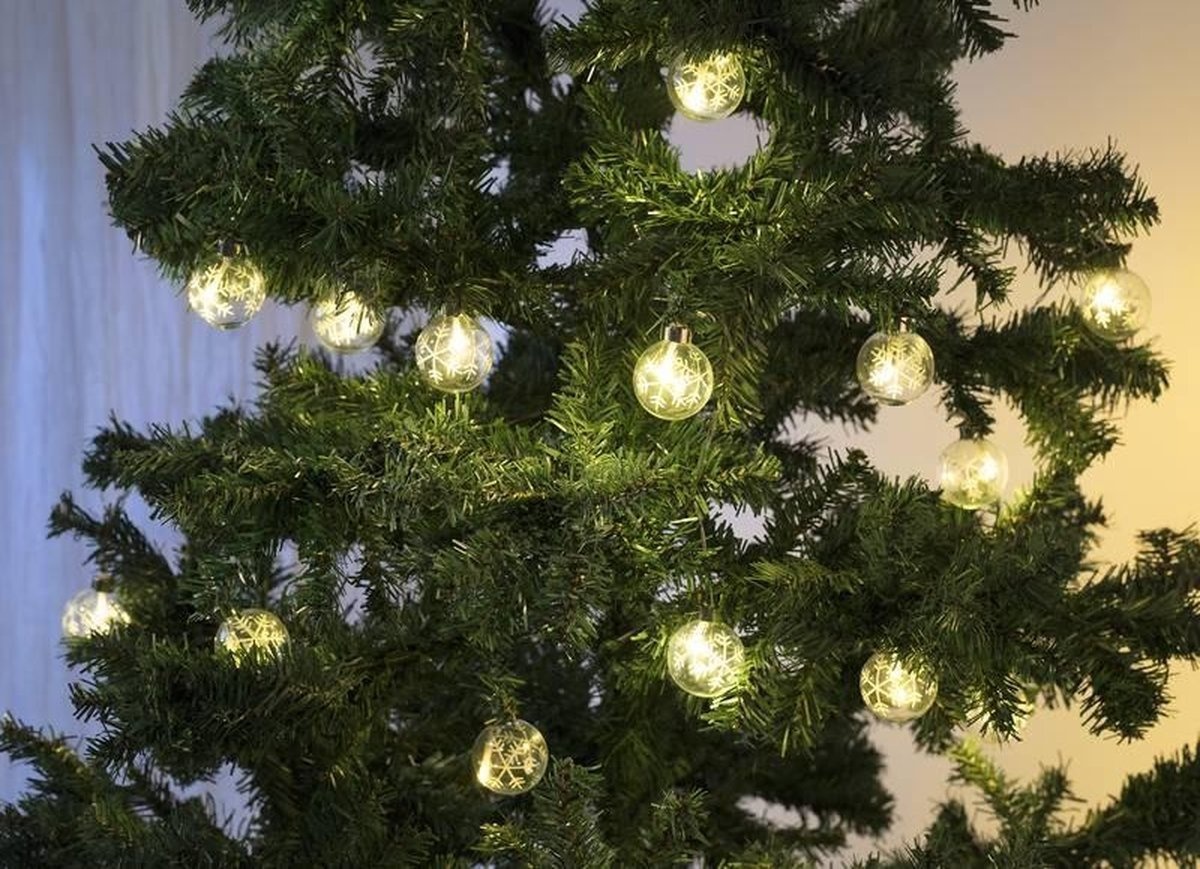 Kerstverlichting in kerstbal met sneeuwvlokpatroon - 20 Kerstballen
