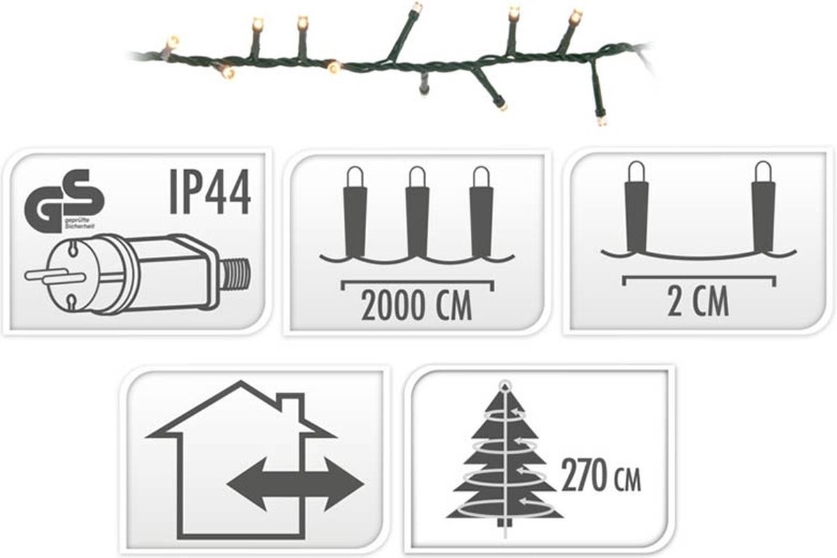 Kerstverlichting Clusterverlichting 1000 LED – 40 meter – warm wit - microcluster