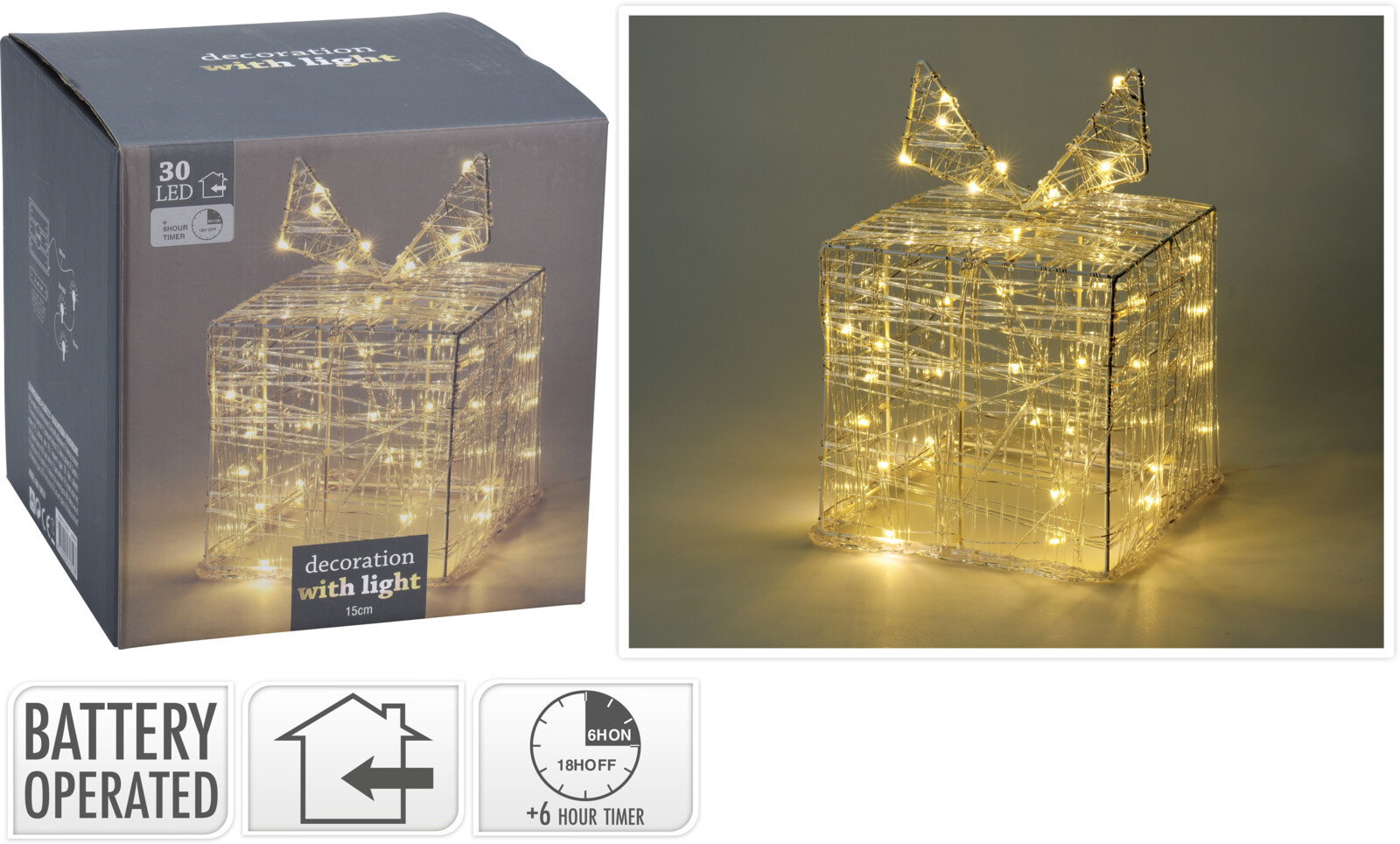 Nampook Kerstverlichting Geschenkdoos - 30 LED - 15cm Hoog