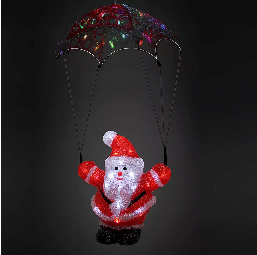 Monza Kerstfiguur / Kerstdecoratie / Kerstverlichting - LED Kerstman met Parachute - 160 x 30 x 20 cm