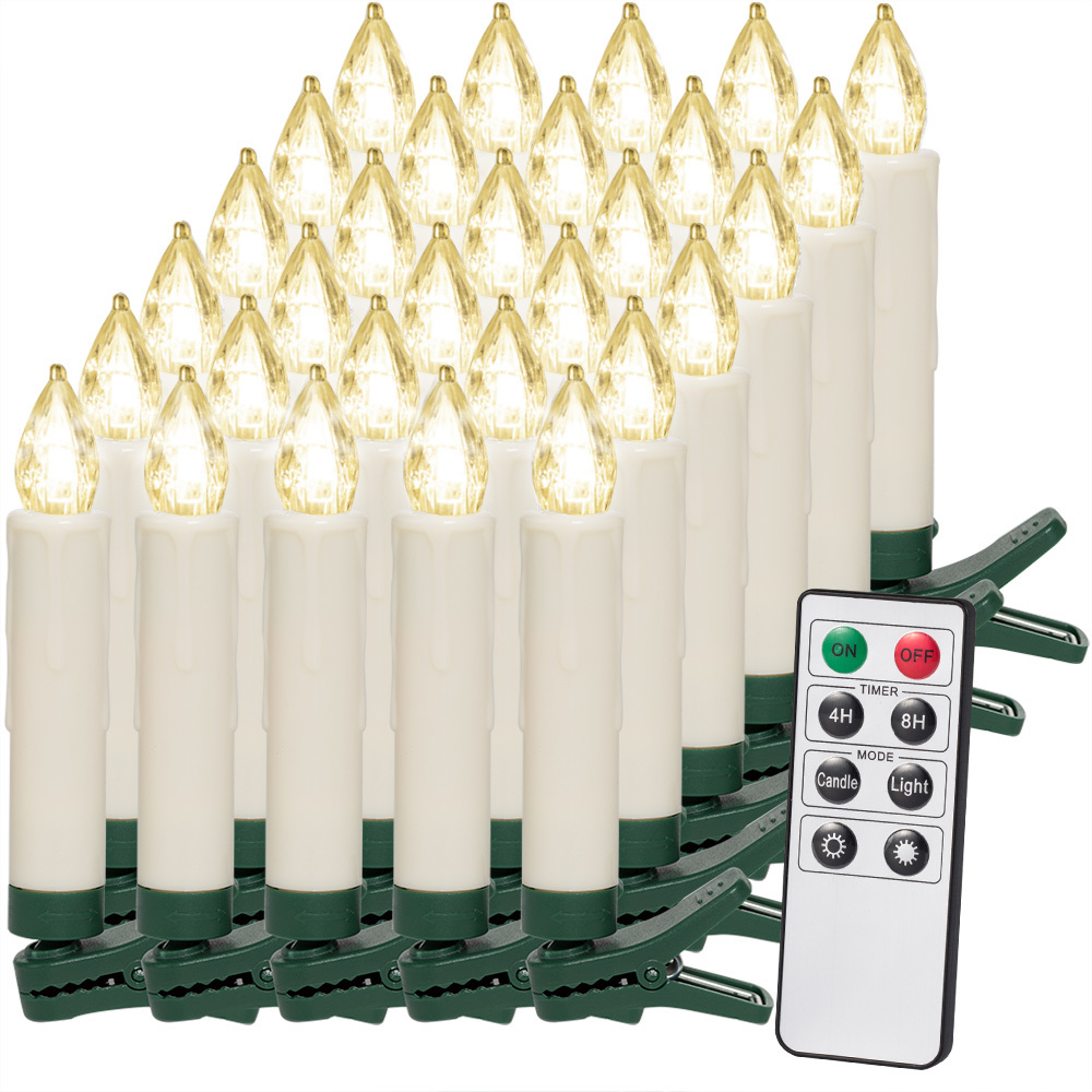Monzana Draadloos LED Kerstverlichting Kaarsen MET afstandsbediening - Set van 30