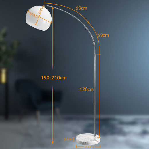 Monzana - Staande booglamp - Vloerlamp - MET Marmeren Voet - In Hoogte Verstelbaar - 220 cm