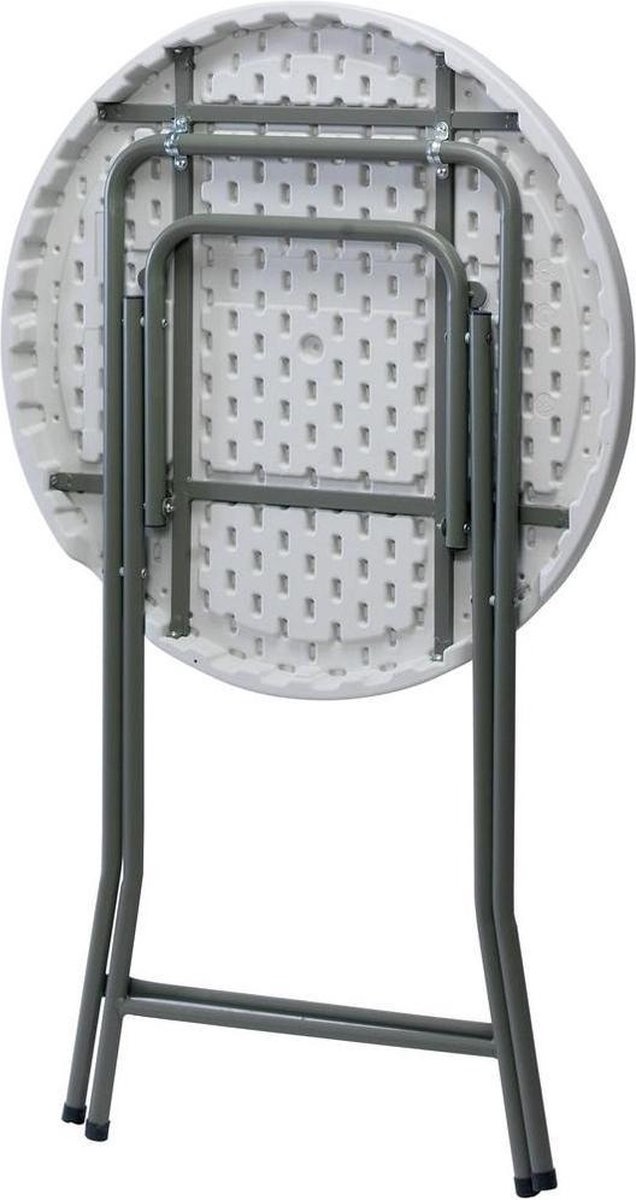 Pro Garden Robuuste Statafel SET van 2 - MET Oranje rok - Stalen frame - Ø80x110cm - Wit/Grijs - Inklapbaar