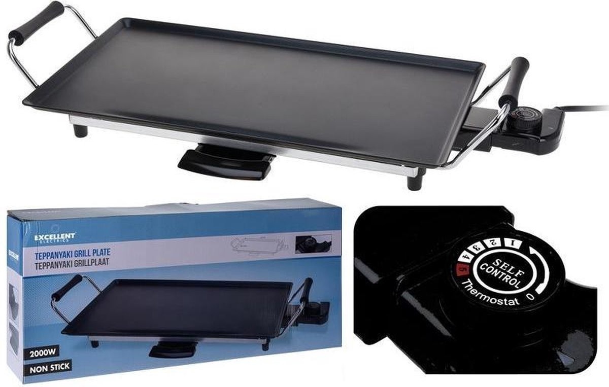 Excellent Gourmetstel/ Teppanyaki Grillplaat - 2000W - 47x 26,5cm