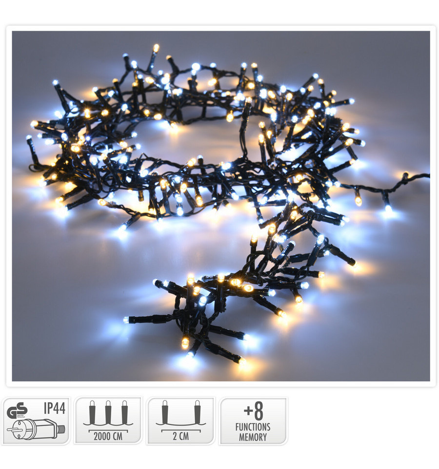 Kerstverlichting Clusterverlichting 1000LED – 20 meter – warm wit - 2in1