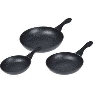 Excellent Only Cook Koekenpannenset Ø 20, 24, 28 cm | Gemarmerd Zwart | Vaatwasserbestendig