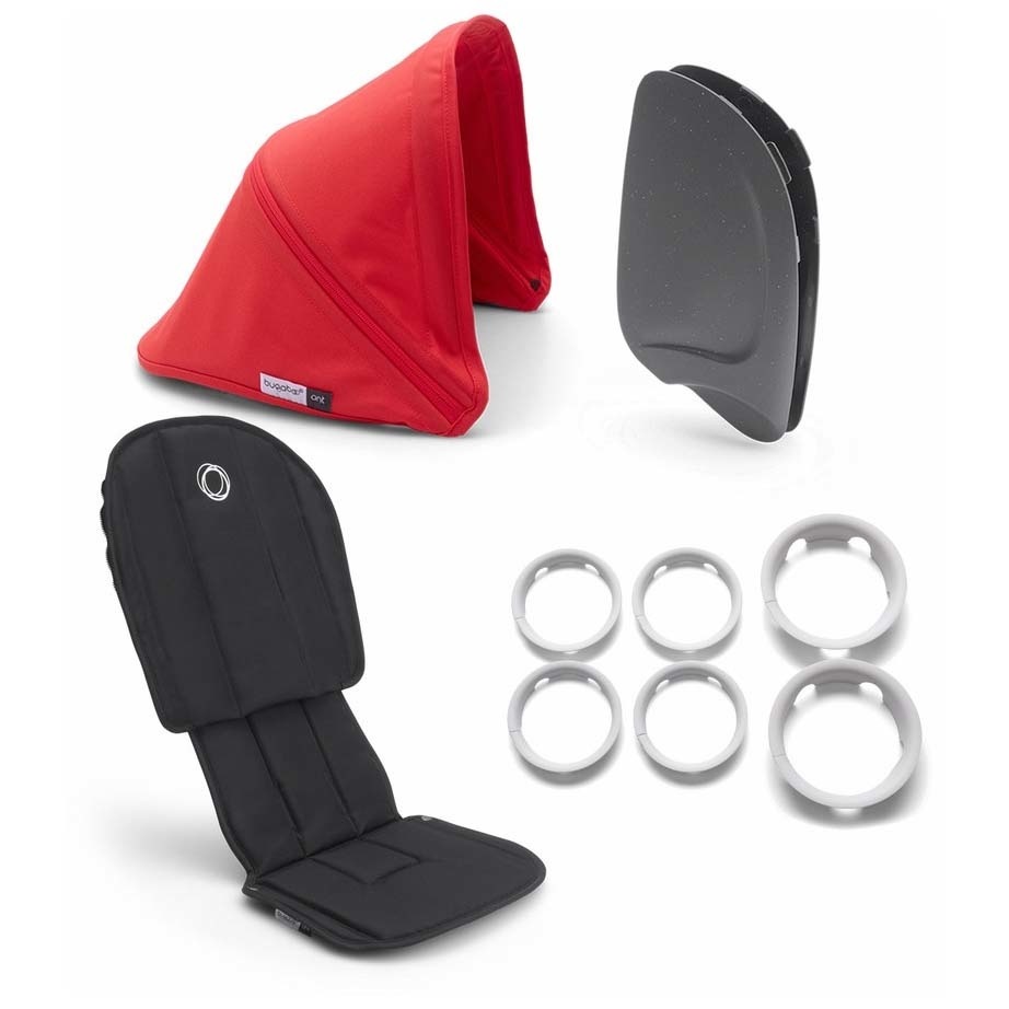 Bugaboo Ant Complete Style Set Kinderwagenzitje met Zonnekap - Zwart met Rood