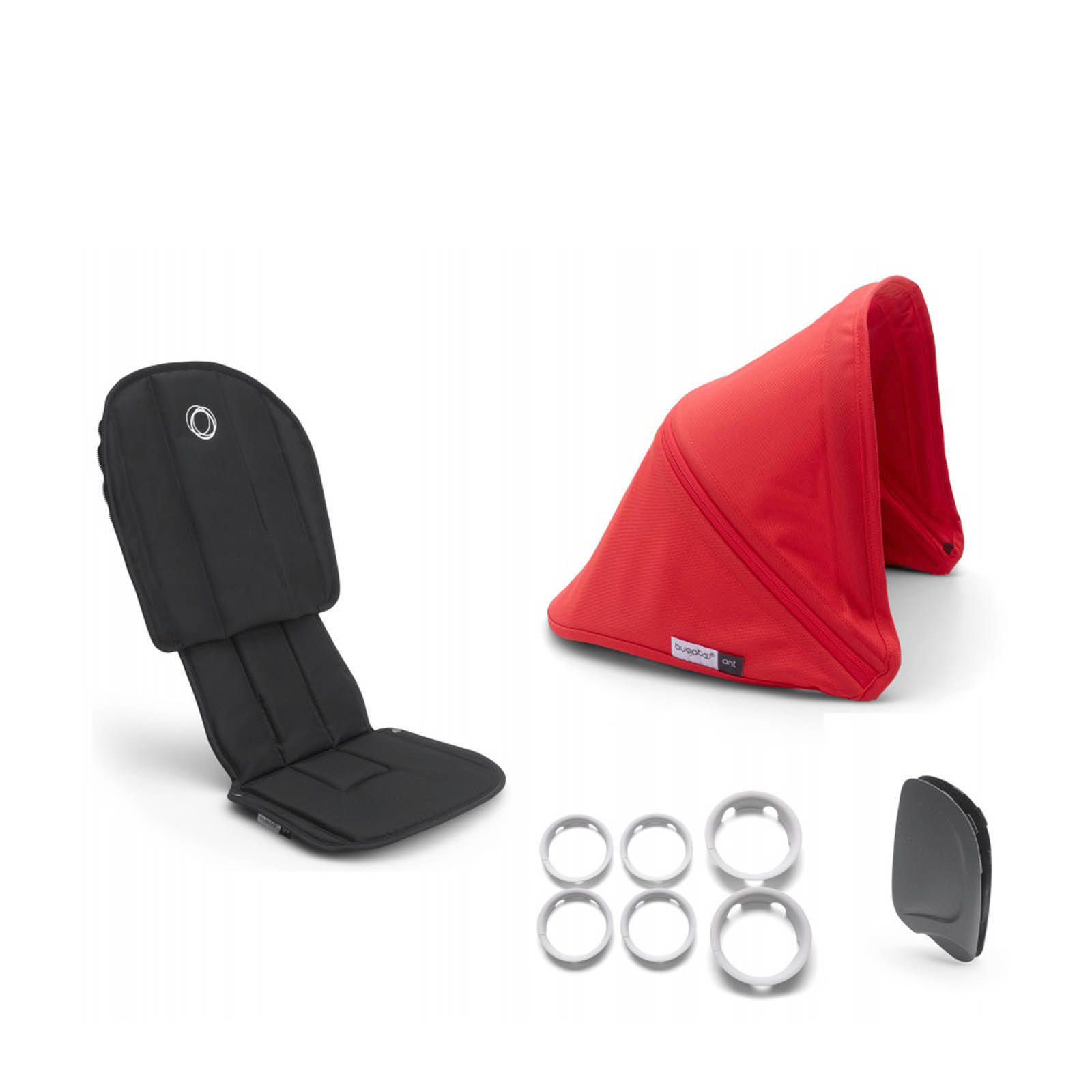 Bugaboo Ant Complete Style Set Kinderwagenzitje met Zonnekap - Zwart met Rood