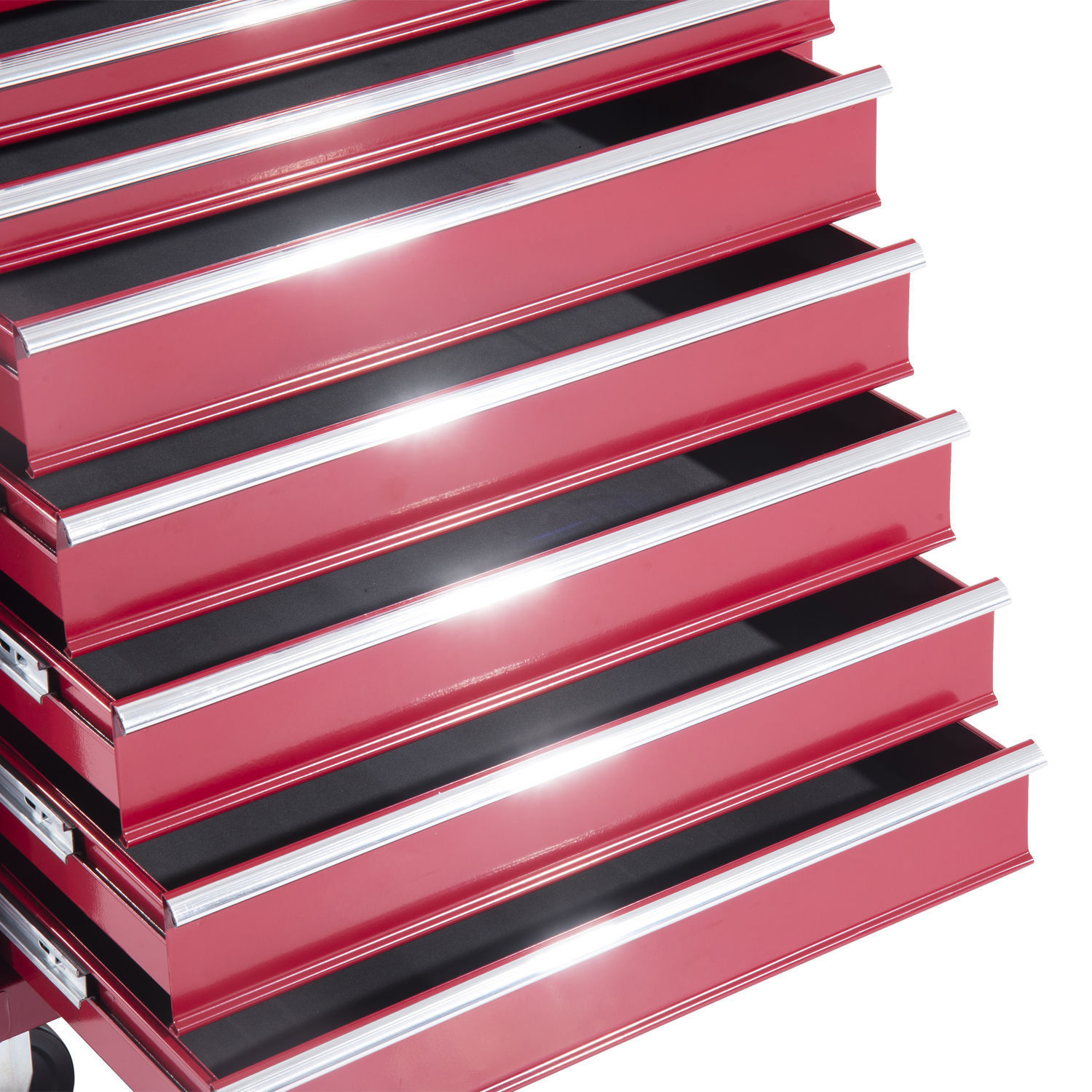HOMdotCOM Gereedschapswagen met 16 laden afsluitbaar op wielen rood 61,5 x 33 x 113cm