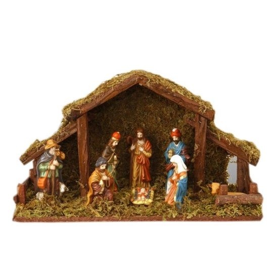 Generic - Kerststal - MET verlichting - Op batterijen - 39 x 15 x 22,5 cm